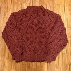 Ulla Johnson Mauve Cable Knit Turtleneck Sweater